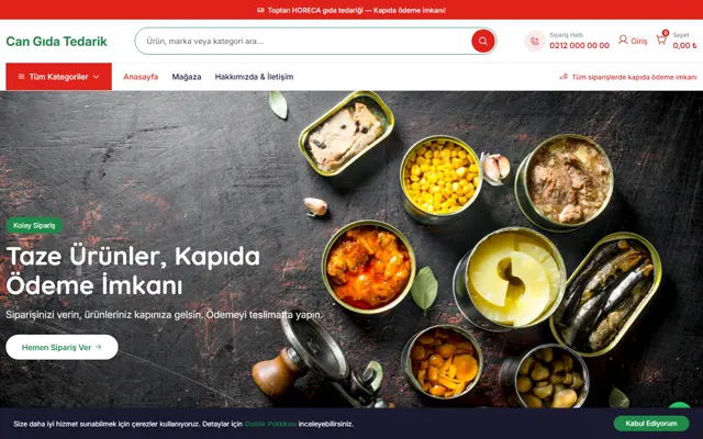 Can Gıda Tedarik web sitesi ana sayfa ekran görüntüsü